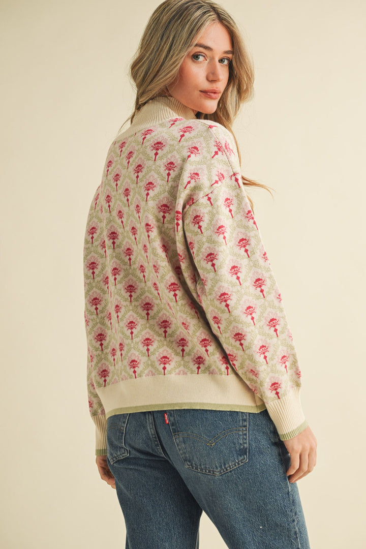 Follow My Lead Oat Floral Sweater