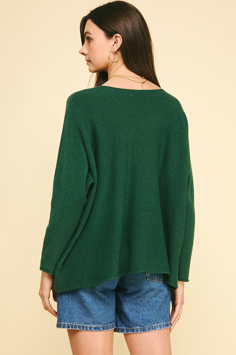V-Neck Sweater in Green