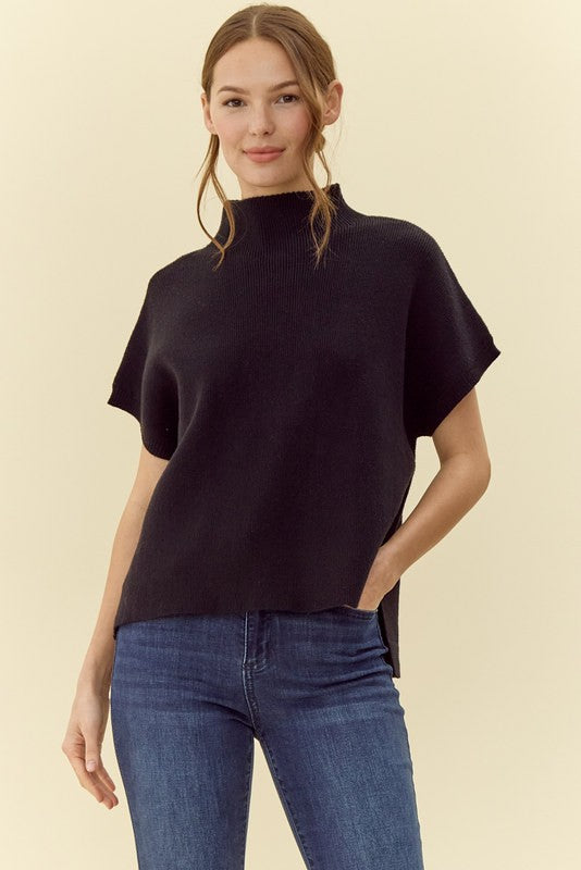 New To This Black Sleeveless Sweater Top