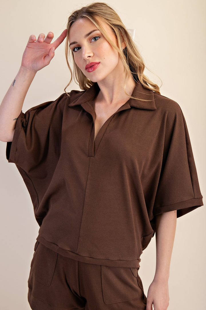 Turning Around Brown Top