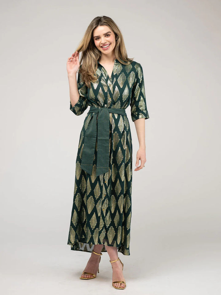 The Eloise Dress in Emerald Deco