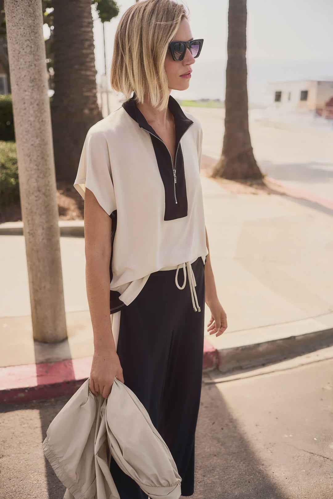 Joseph Ribkoff Contrast Zip Top