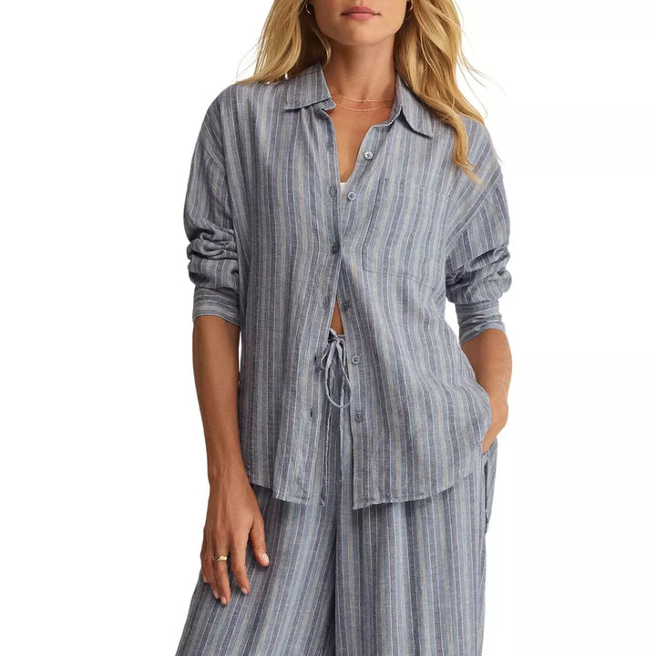 Z Supply The Perfect Striped Button Up in Indigo
