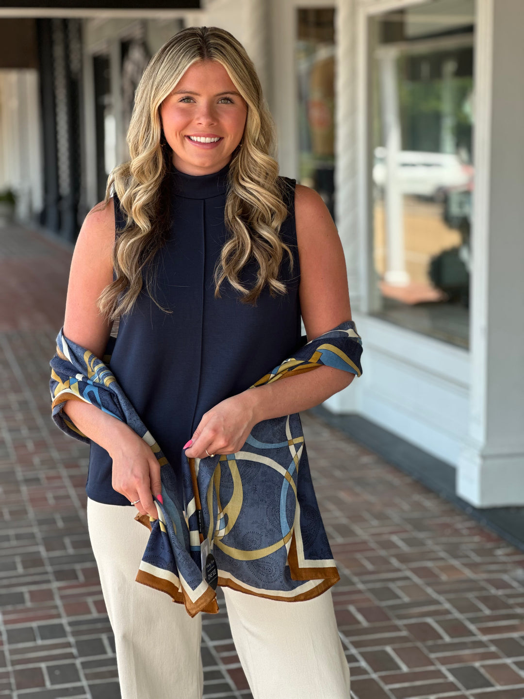 Set In Stone Sleeveless Navy Blue Top