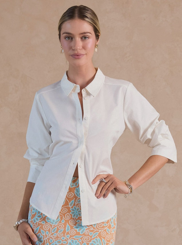 Button-Down Shirt Blouse in Ivory