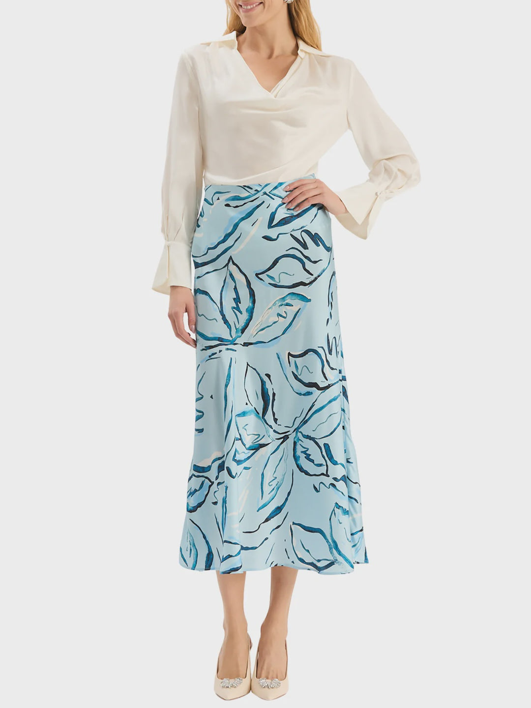 Tyler Boe Astrid Charmeuse Blouse in Ivory