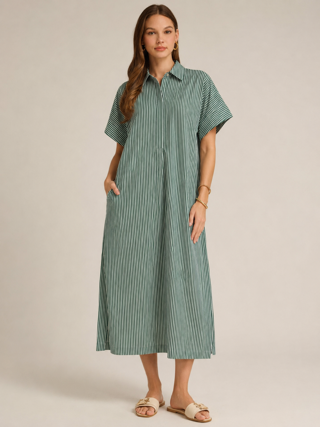 For The Best Stripe Maxi Dress in Green