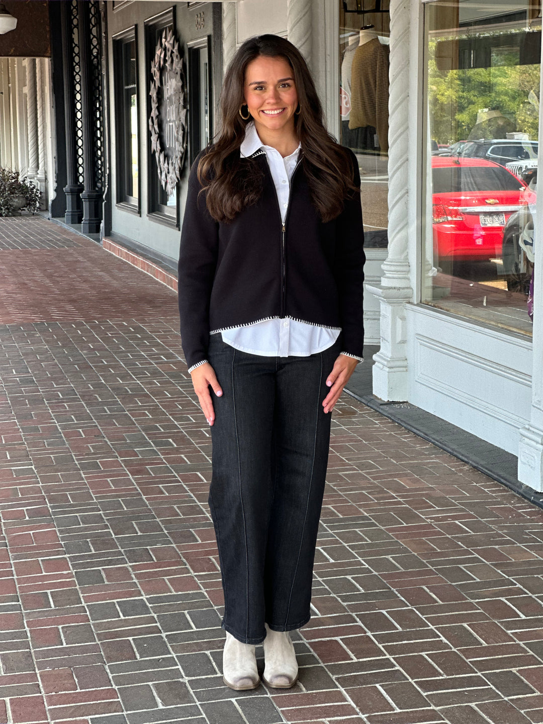 Black Zip Front Cardigan