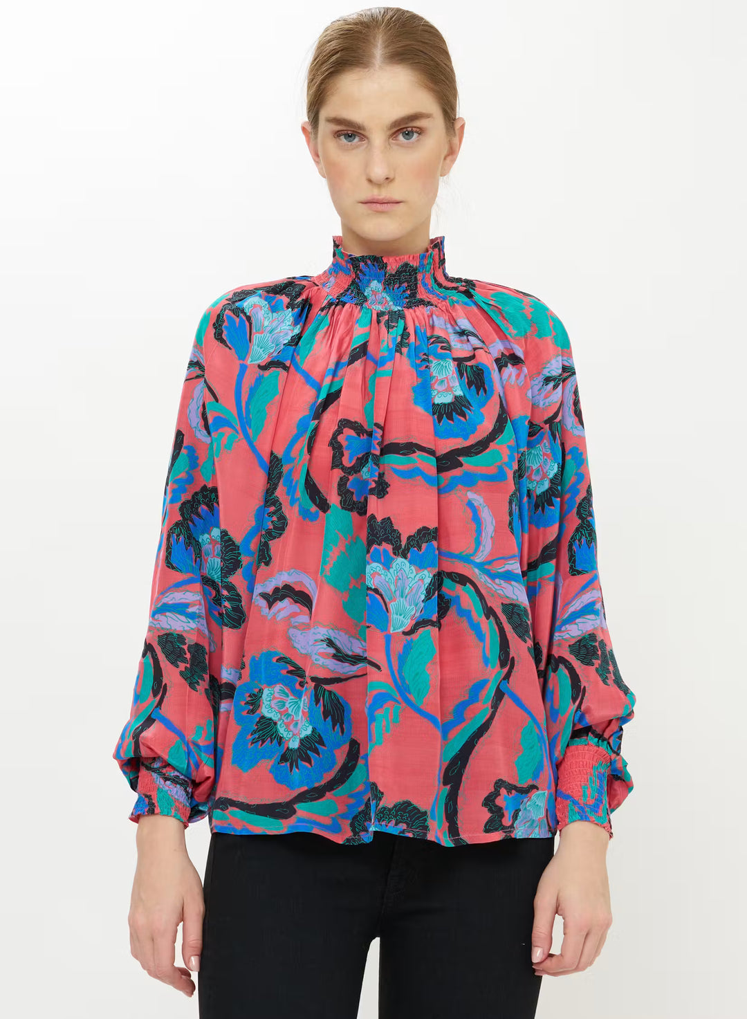 Oliphant High Neck Blouse in Bergamo Cinnamon