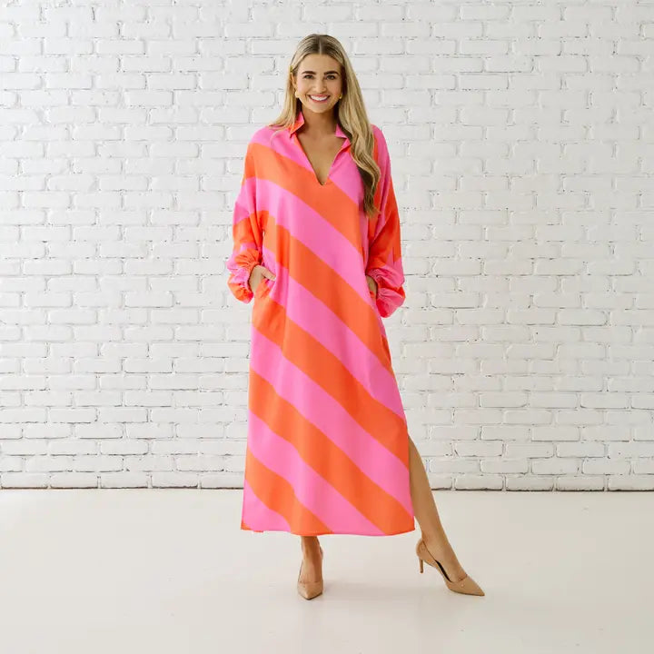 Caryn Lawn Coco Caftan in Pink Orange