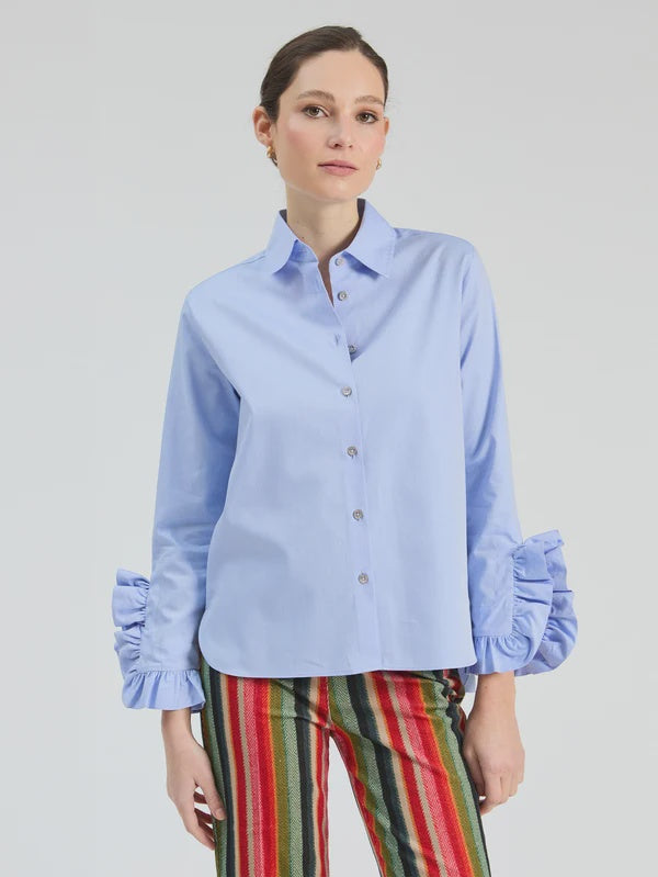 Vilagallo Blue Button Down Top