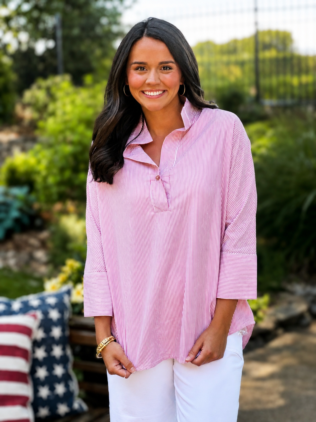 Stand Neck Dolman Sleeves Shirt in Red