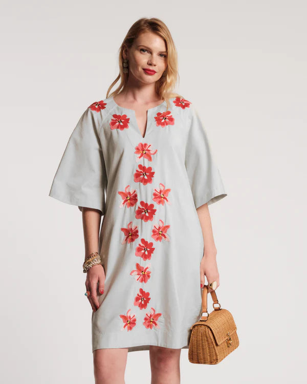 Frances Valentine Charming Caftan Mini Georgia Dress in Light Blue