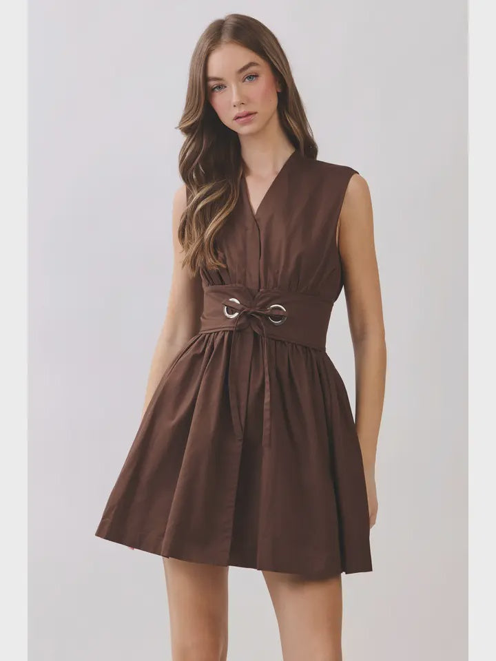 For The Best Brown Mini Dress