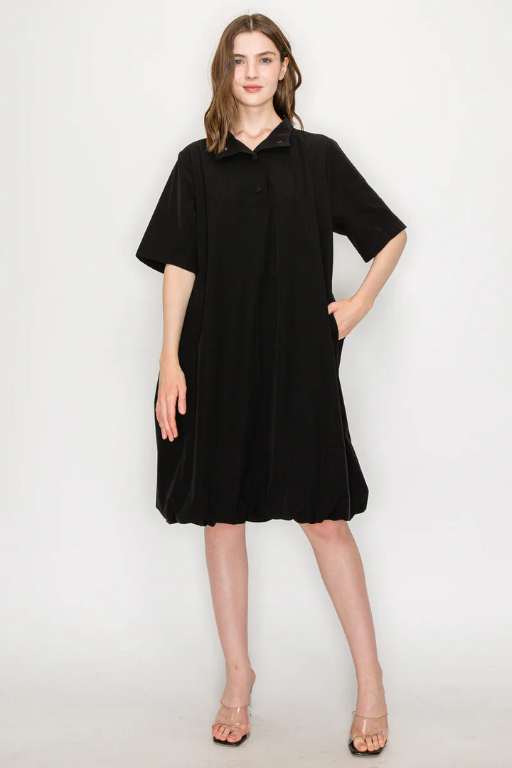 Joella Stretch Parachute Dress in Black
