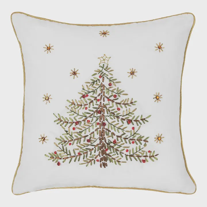 Christmas Tree Ribbon Art Throw Pillow