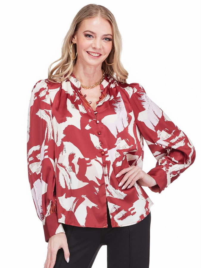 One Less Thing Button Down Top in Scarlet Grace
