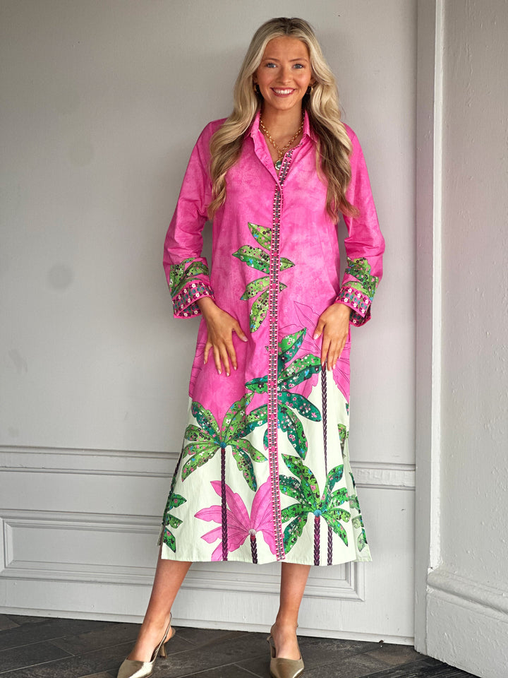 Eliza Dress in Pink Tropics