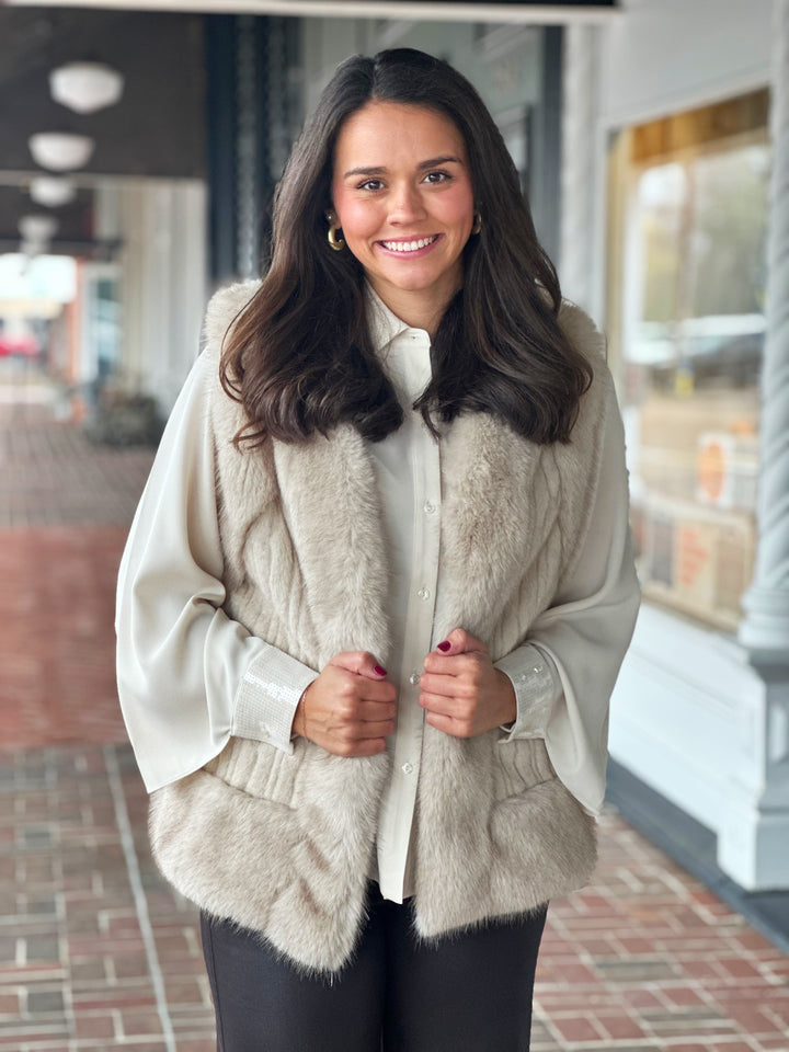 Ivory Faux Mink Fur Vest