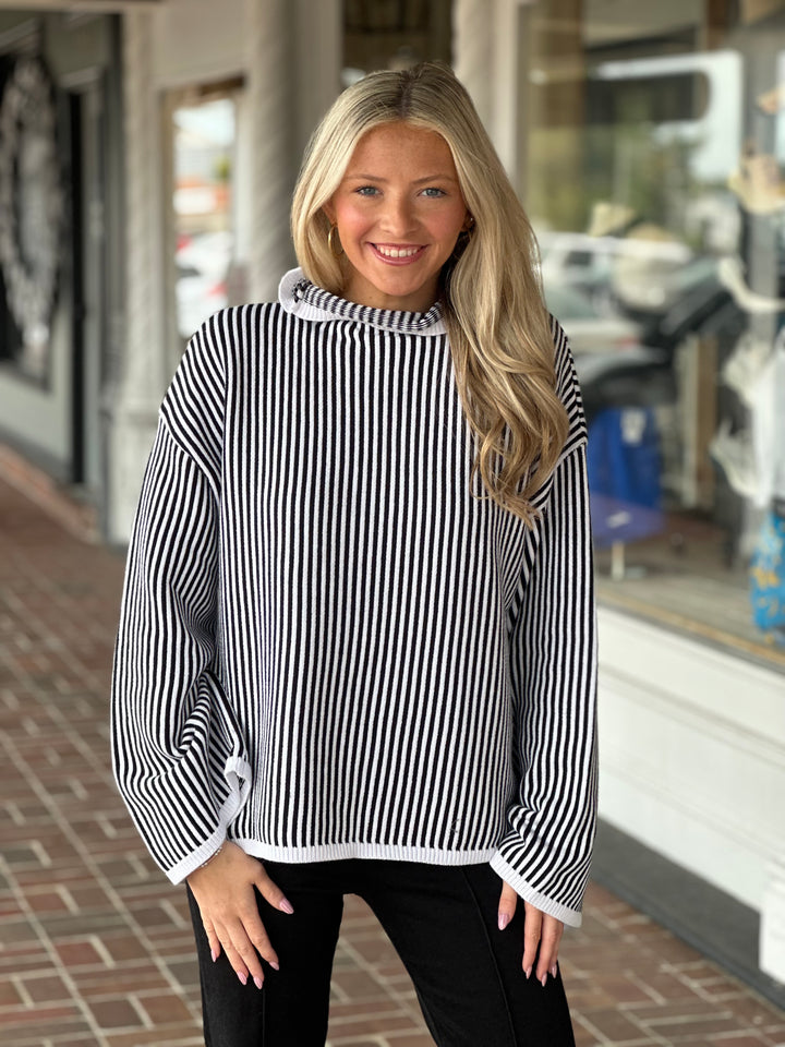 Chic Black Stripe Sweater
