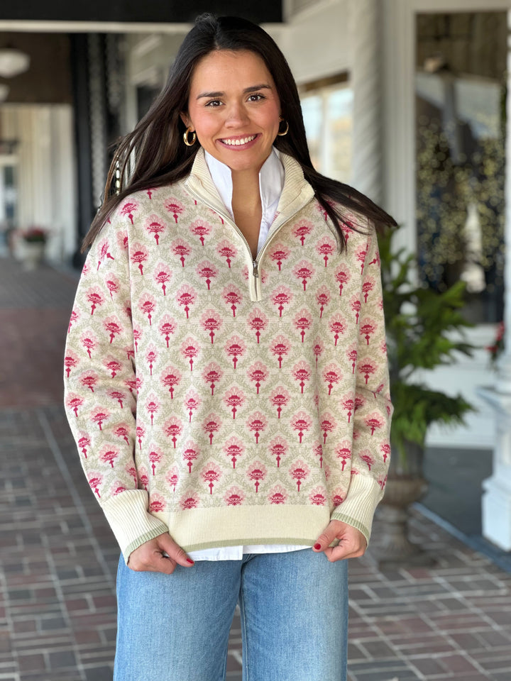 Follow My Lead Oat Floral Sweater