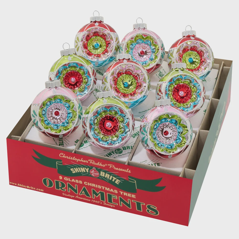 Christopher Radko FESTIVE FETE 9 COUNT 2.5" REFLECTOR ROUNDS Ornament