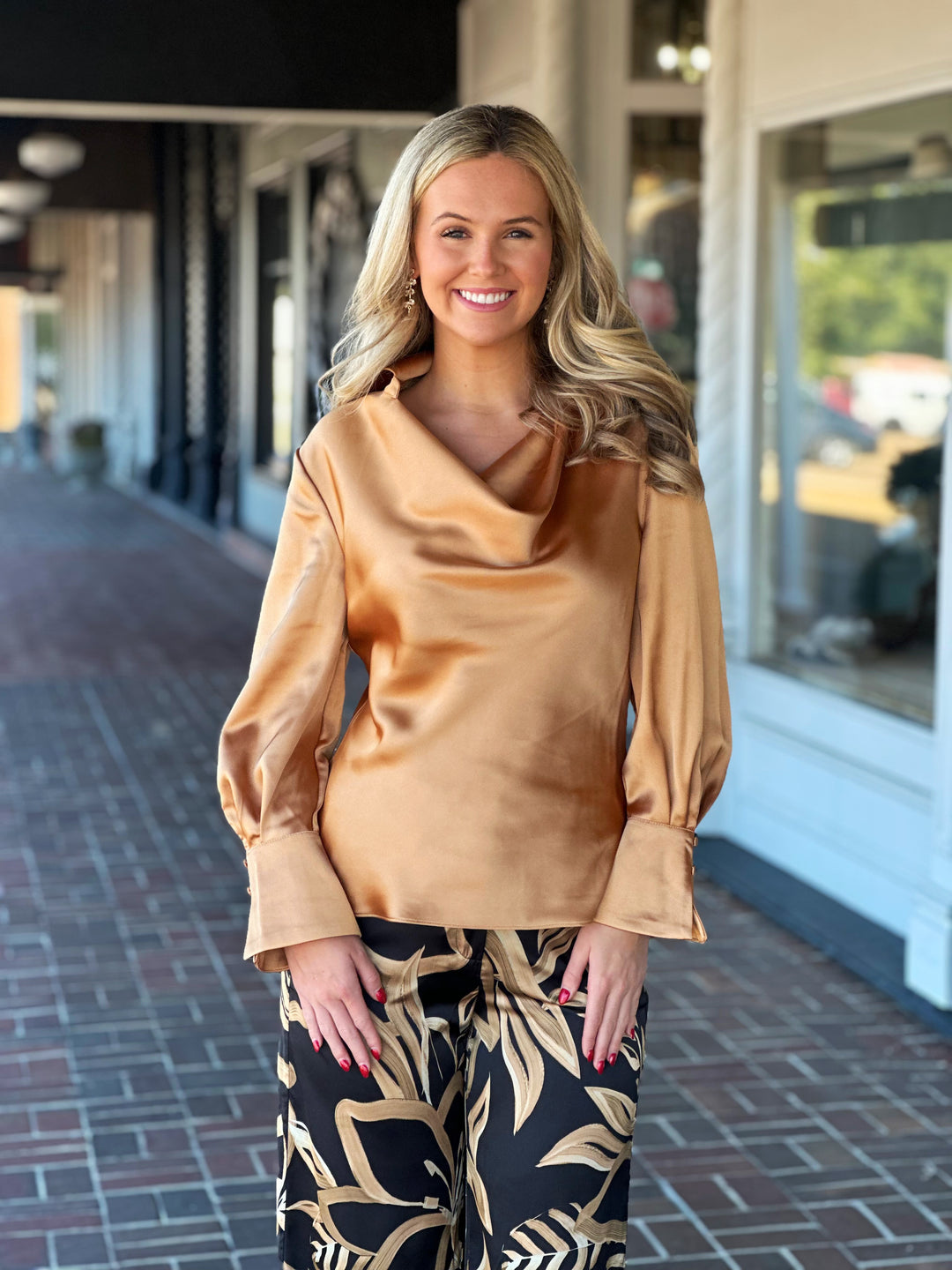Tyler Boe Astrid Charmeuse Top in Champagne