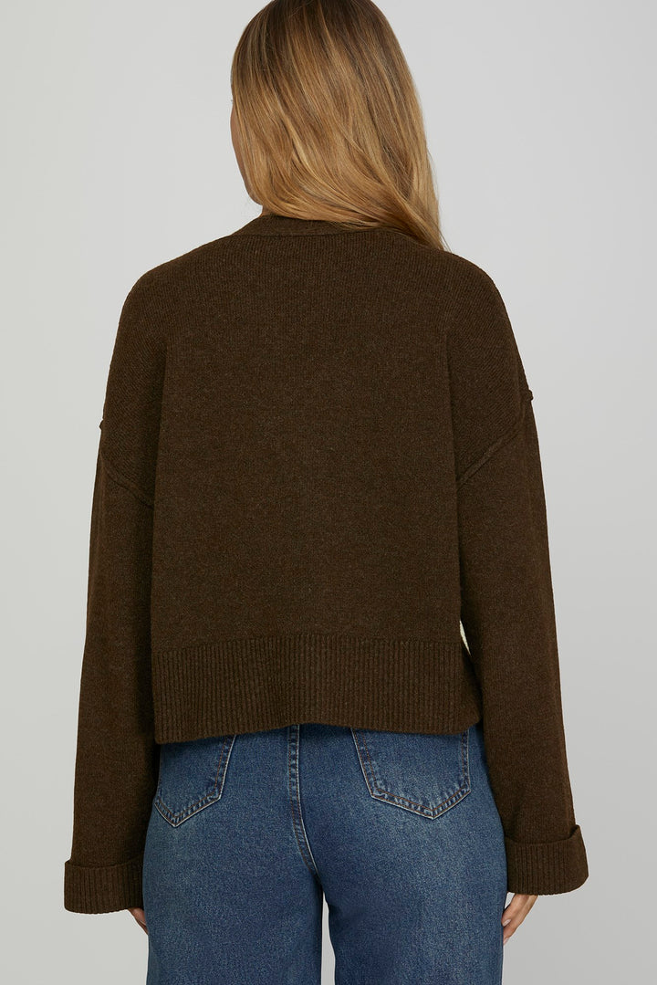 Brown Button Down Sweater Cardigan