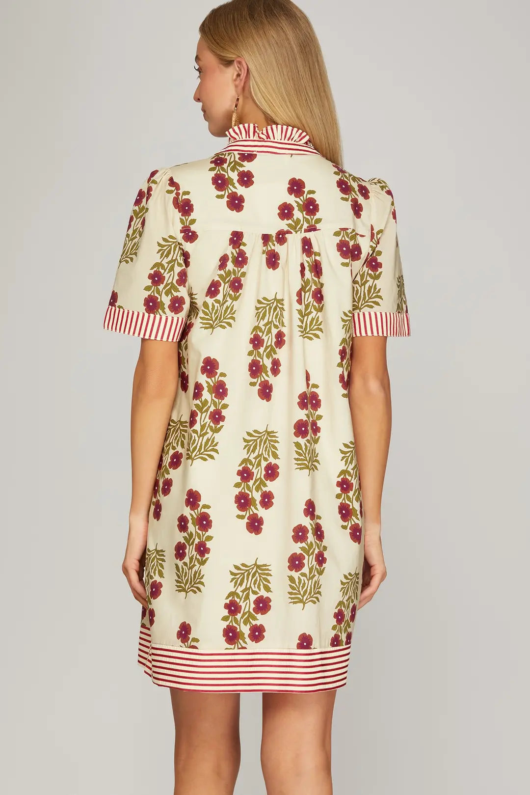 Red Floral Print Mini Dress