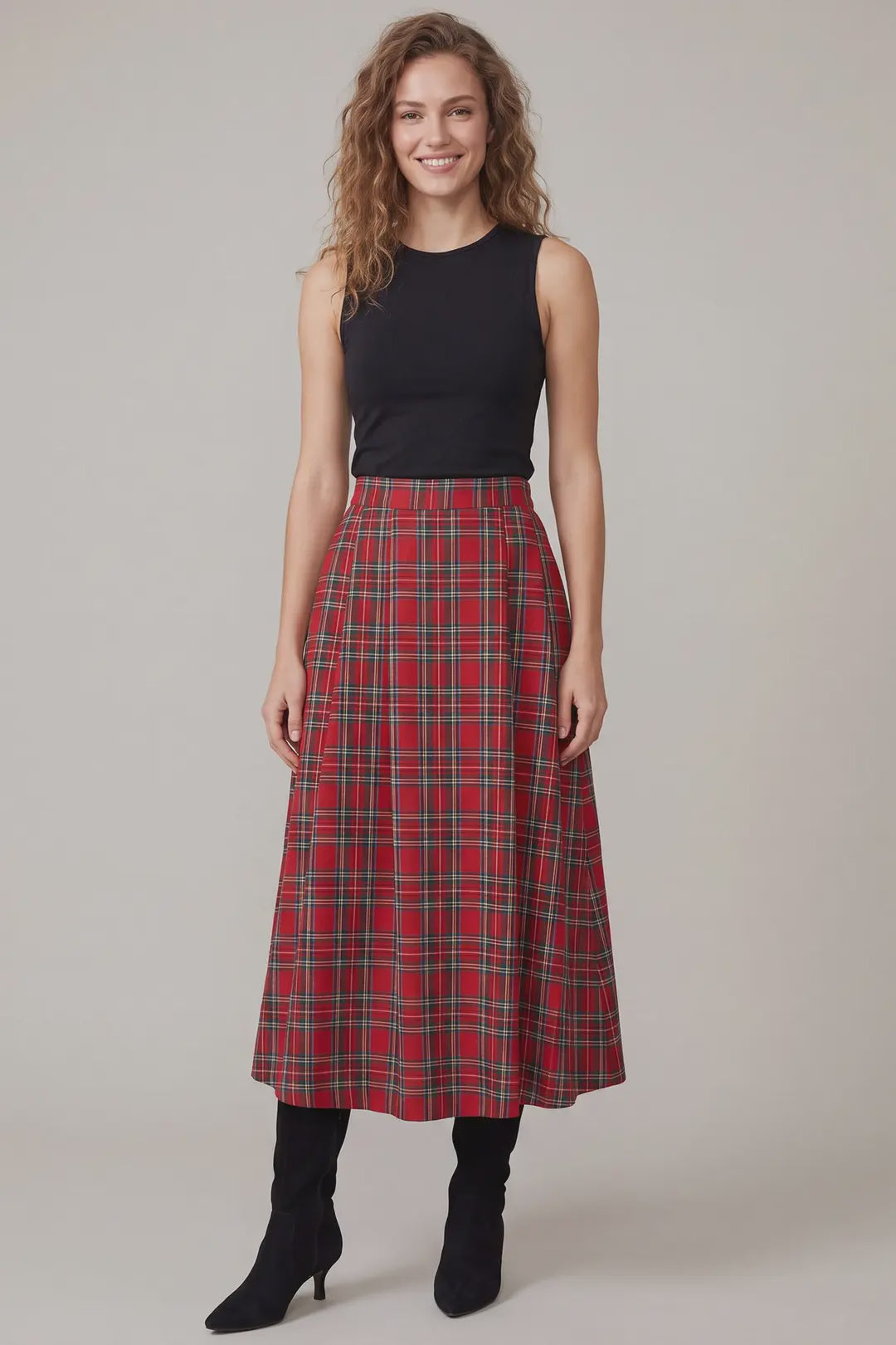 Time After Time Plaid Midi Skirt