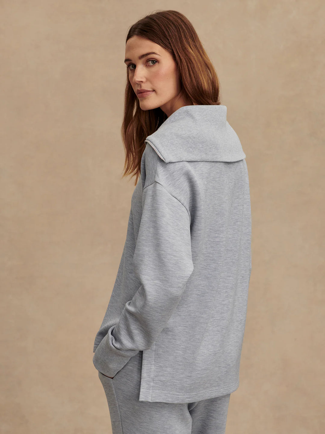 Varley Larson Half-Zip Sweat in Mid Blue Marl