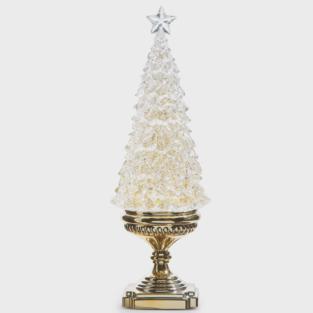 17" Lighted Tree with Gold Swirling Glitter
