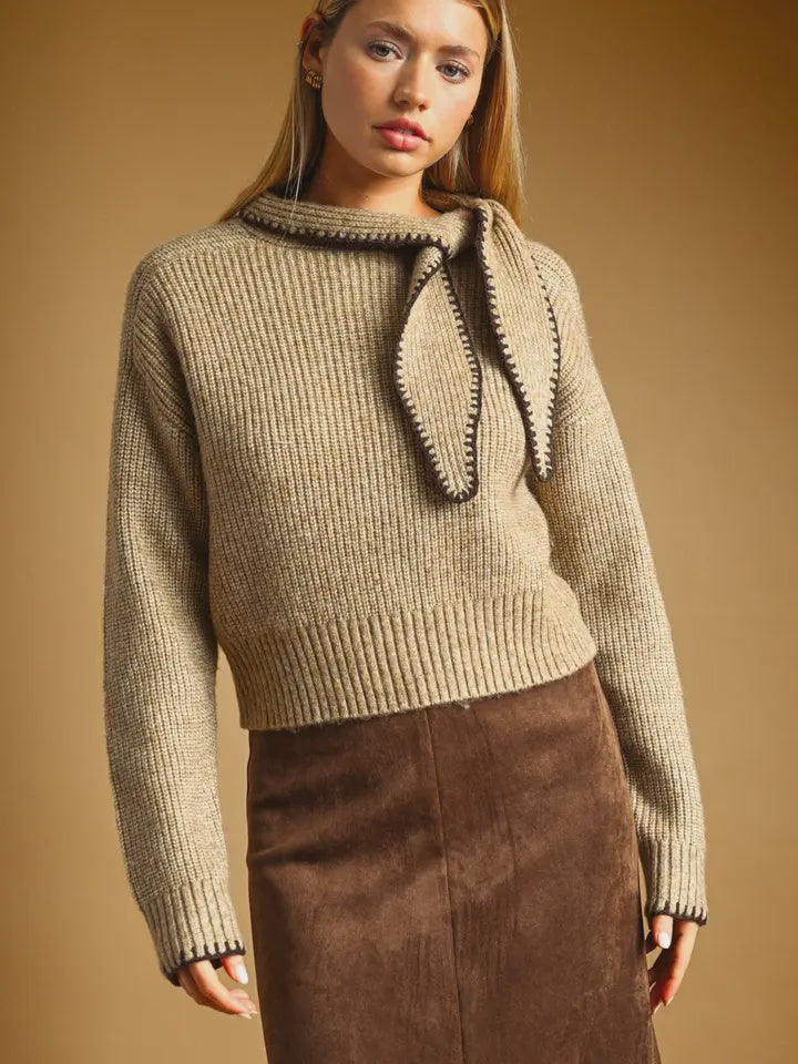 Stay The Course Mocha Sweater