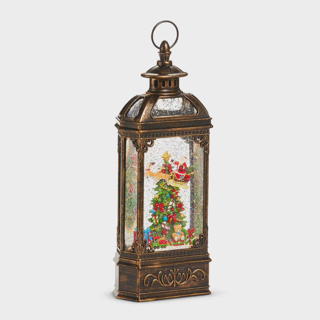 14" Flying Santa Around Tree Musical Lighted Water Lantern