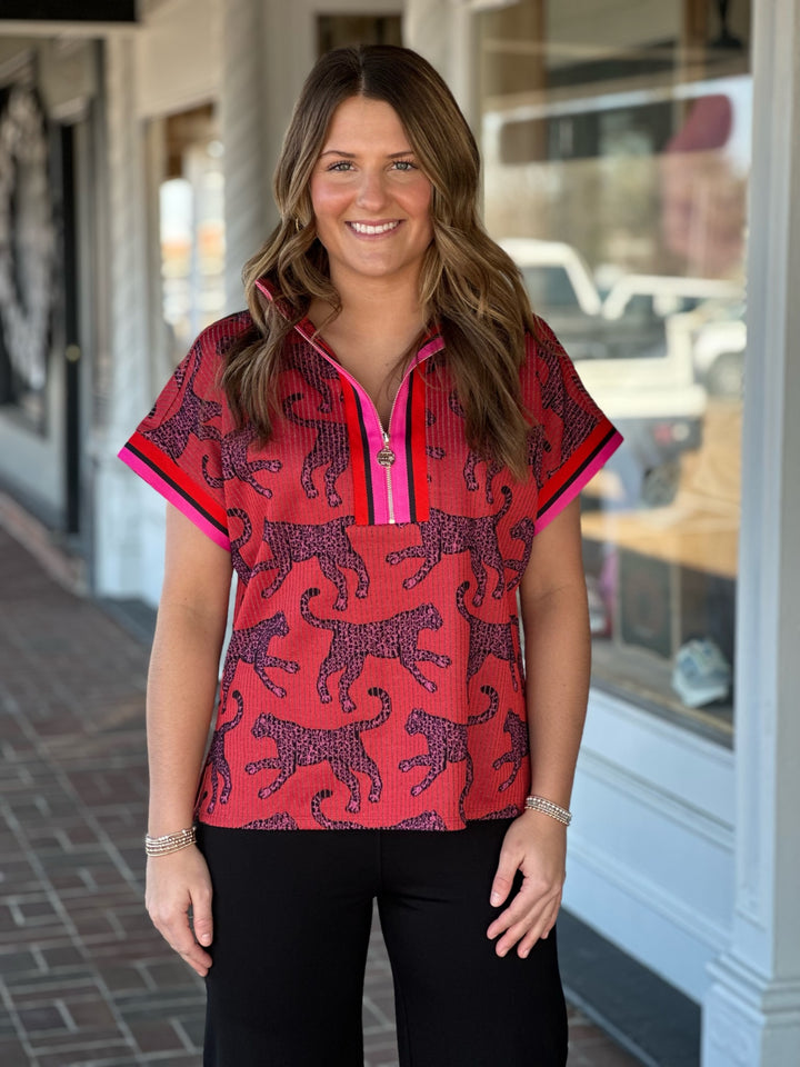 Emily McCarthy Poppy Pullover in Red Jaguar Sport