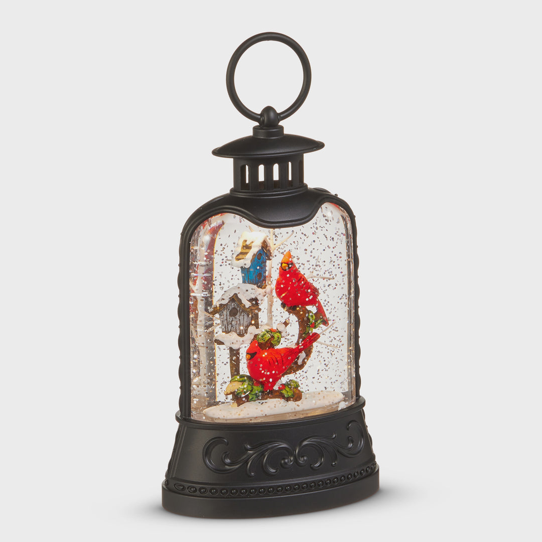 8" Cardinal and Birdhouse Lighted Water Lantern