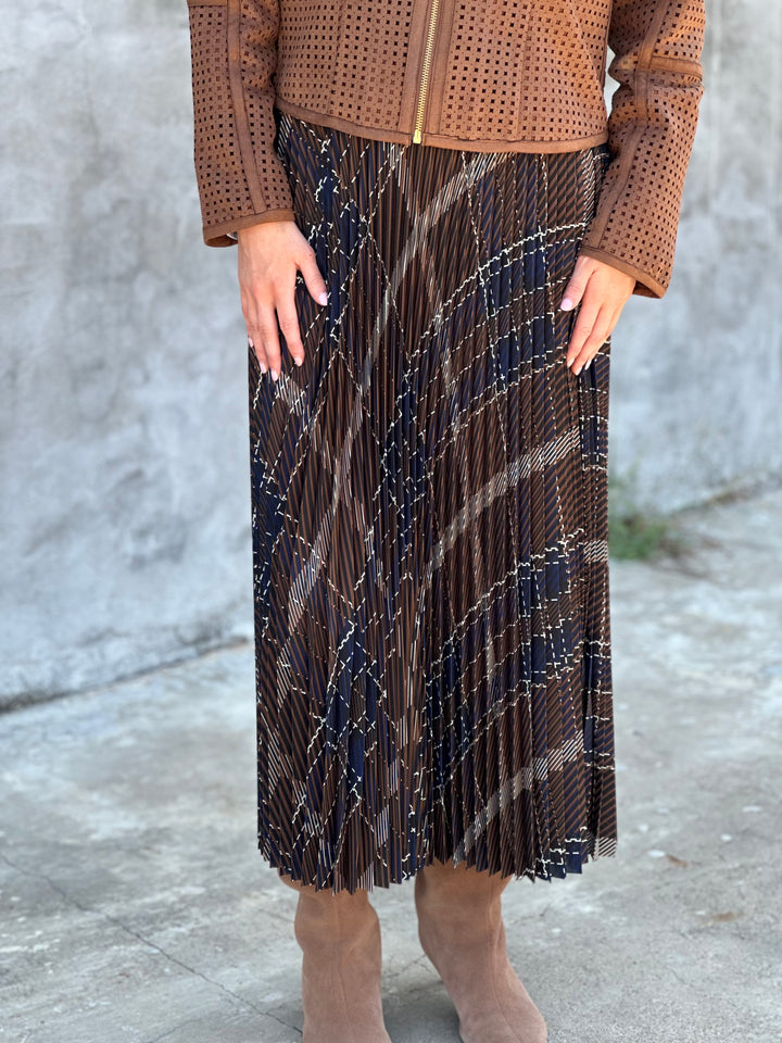 Tyler Boe Cara Pleat Poly Skirt in Multi