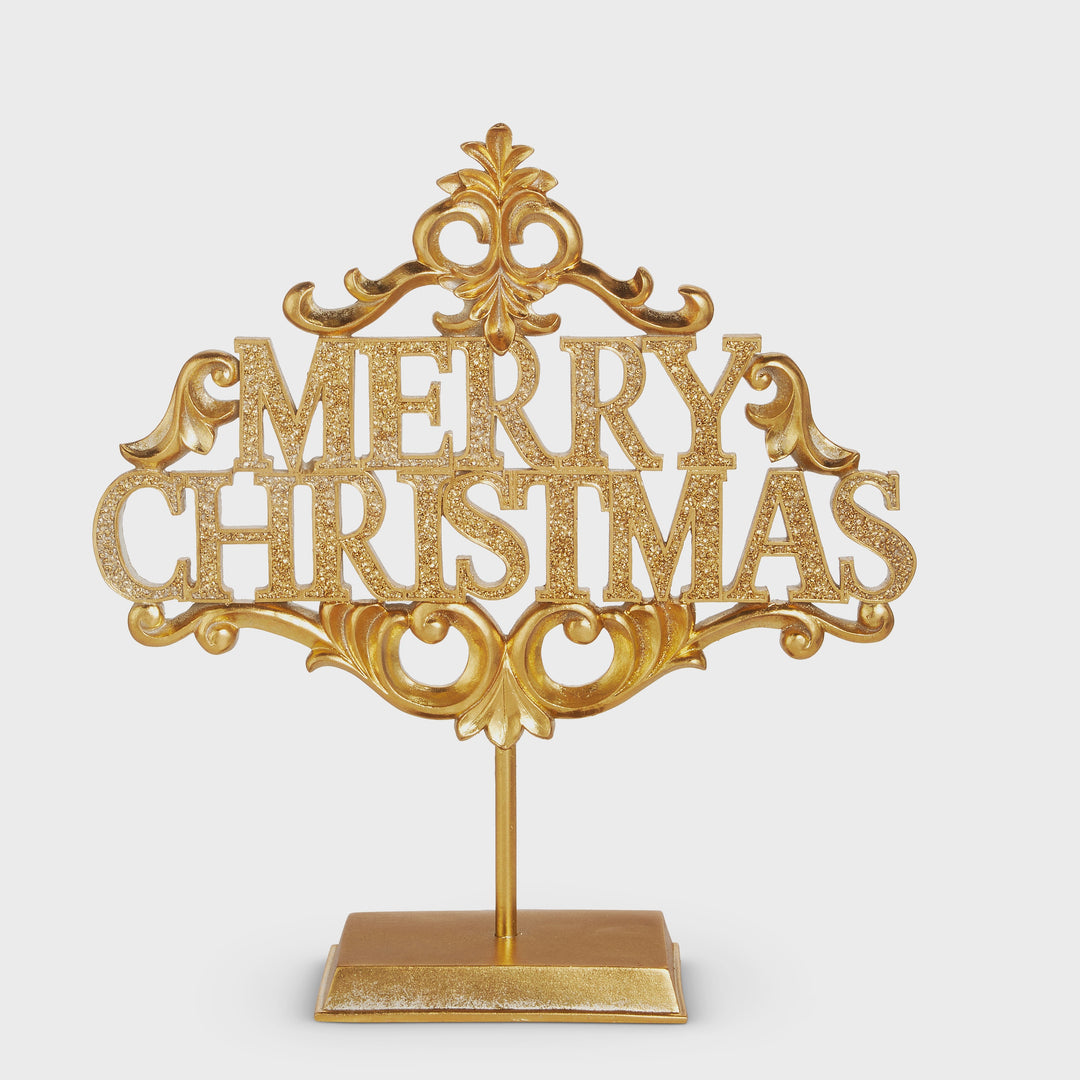 16" Glitter Gold Merry Christmas Sign