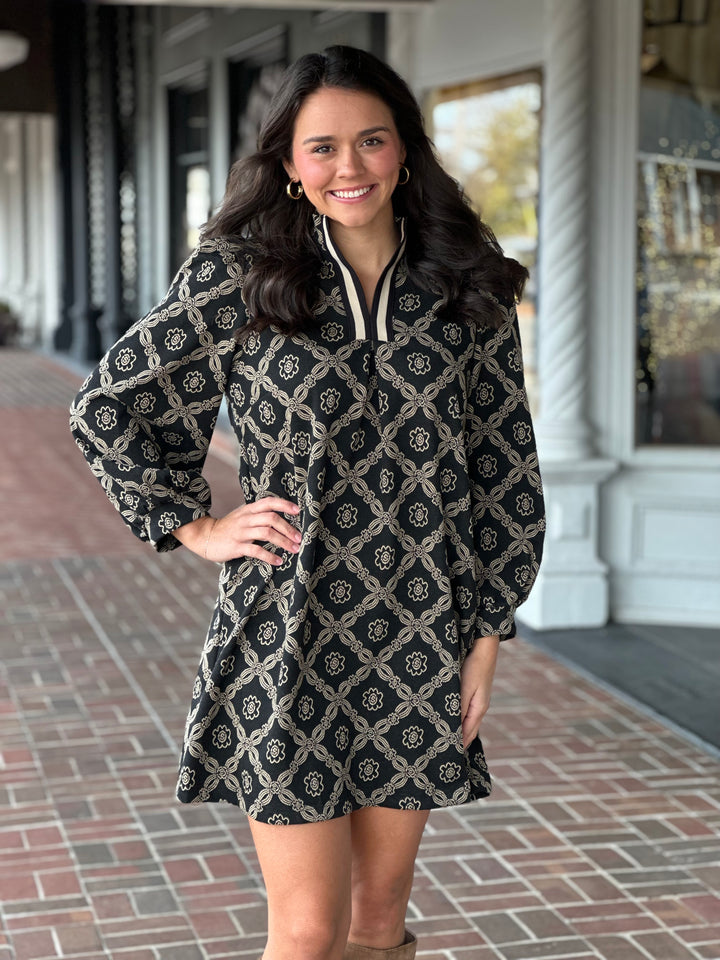 Black Printed Mini Dress