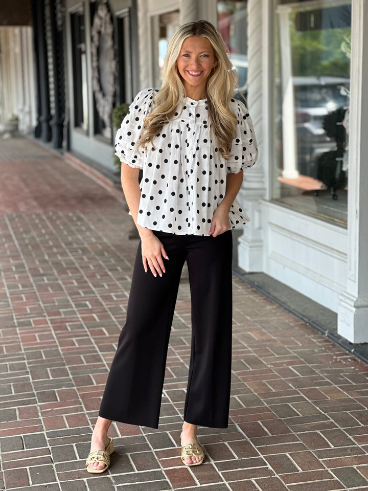 Brynlee Polka Dot Top in White