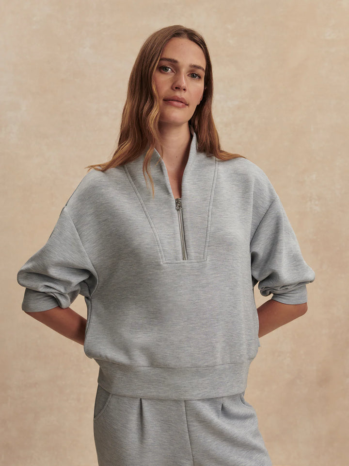 Varley Davidson Sweat in Mid Blue Marl