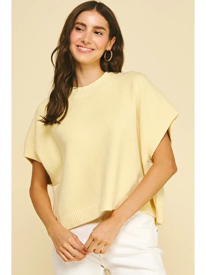 Dropped Shoulder Sweater Top in Yellow