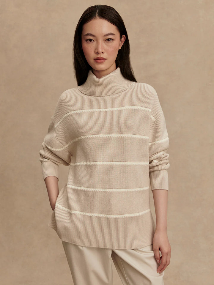 Varley Hamish Stitch Knit Sweater in Silver Birch