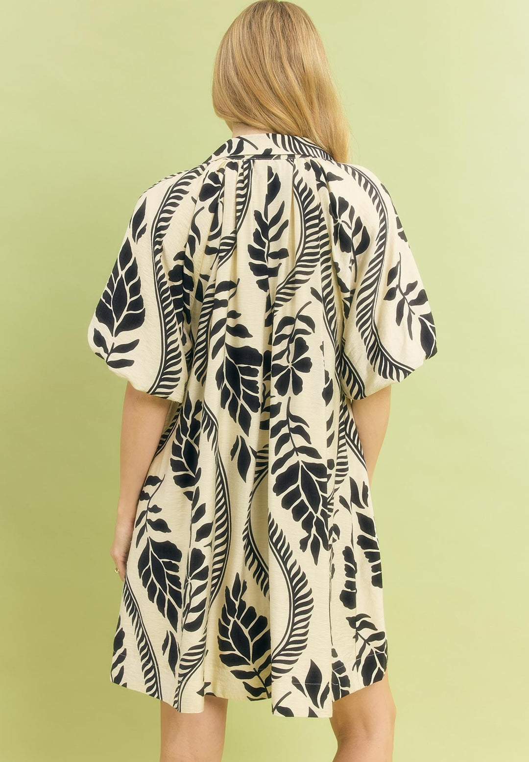 Cream Printed Mini Dress