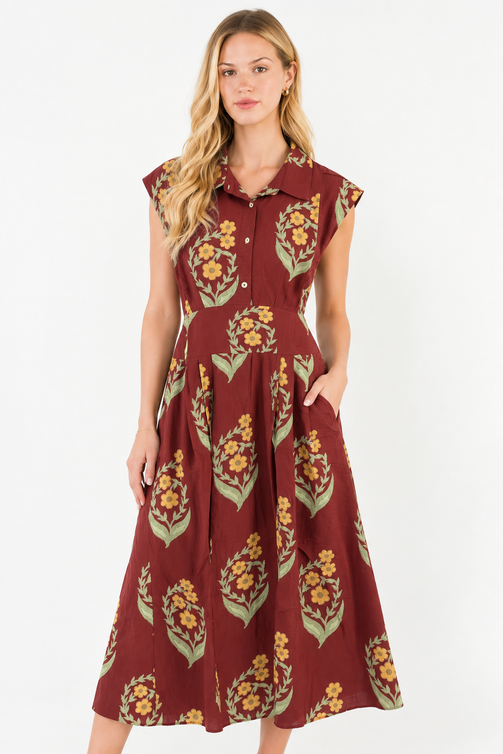 Always On Time Brown Sleeveless Floral Maxi Dress