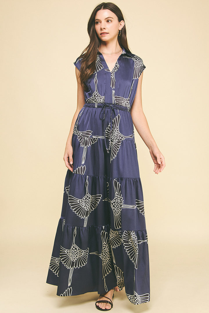 Navy Printed Maxi Dress