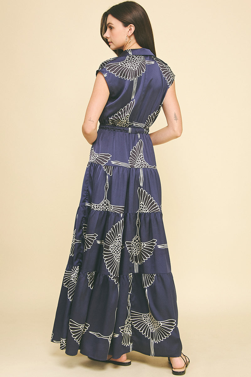 Navy Printed Maxi Dress