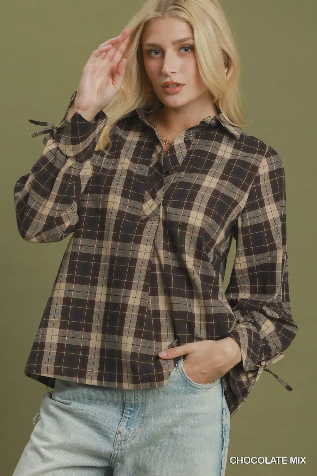 Shine Bright Brown Plaid Top