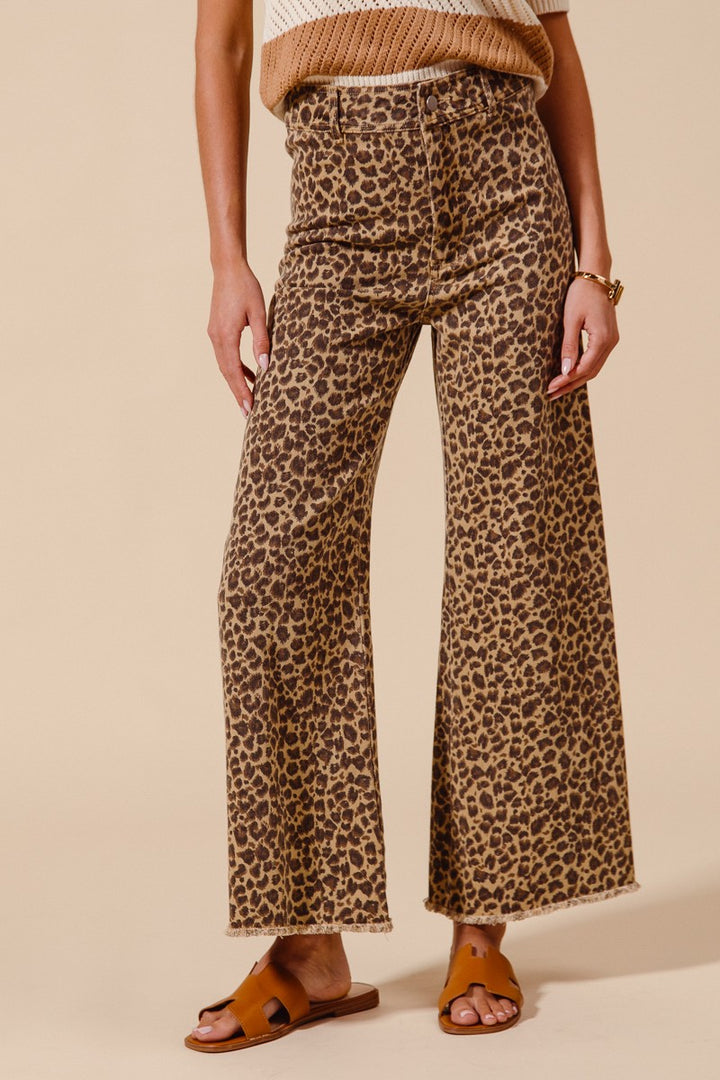 Bring It On Midrise Leopard Print Wide Leg Pants