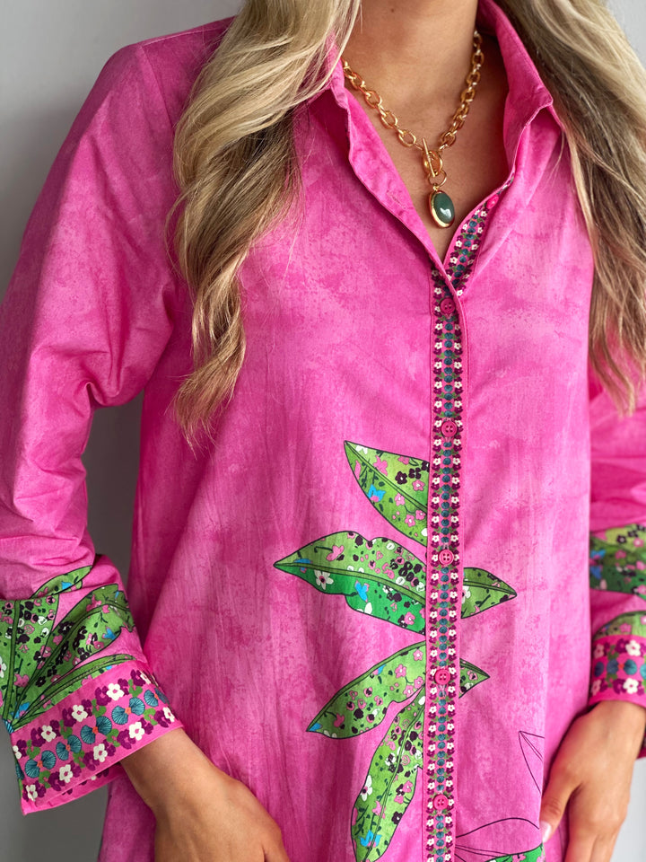 Eliza Dress in Pink Tropics